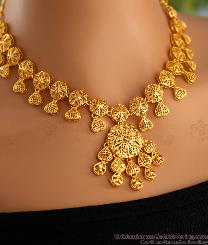 Latest Arabic Gold Necklace Design Forming Jewelery For Brides NCKN3516