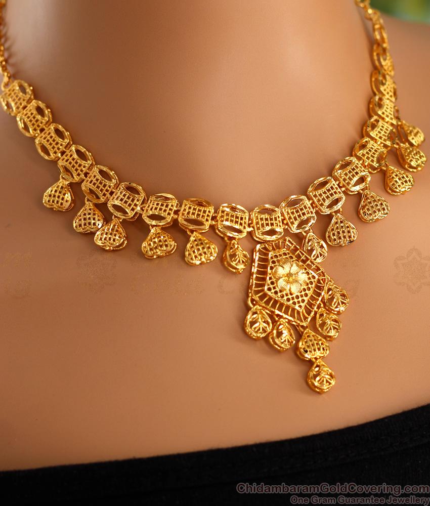 Luxury Heart Design Gold Imitation Necklace Designs Shop Online NCKN3517