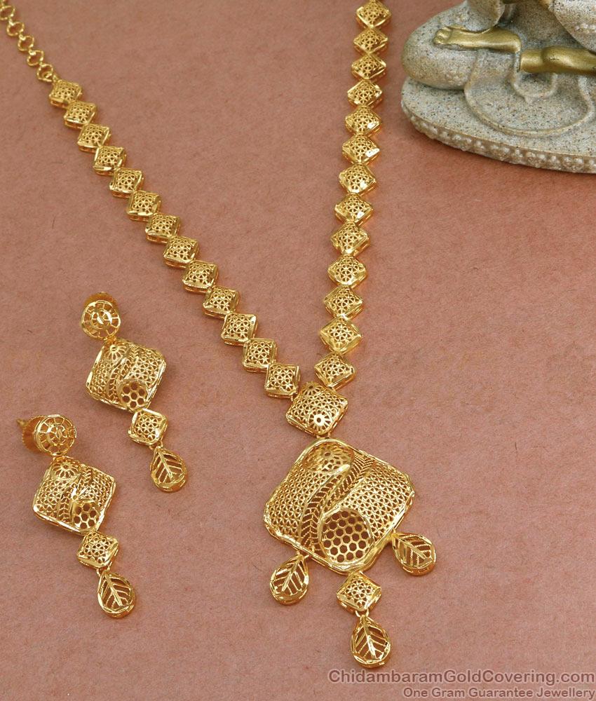 Royal Gold Plated Necklace Set Two Gram Gold Bridal Jewelry NCKN3525