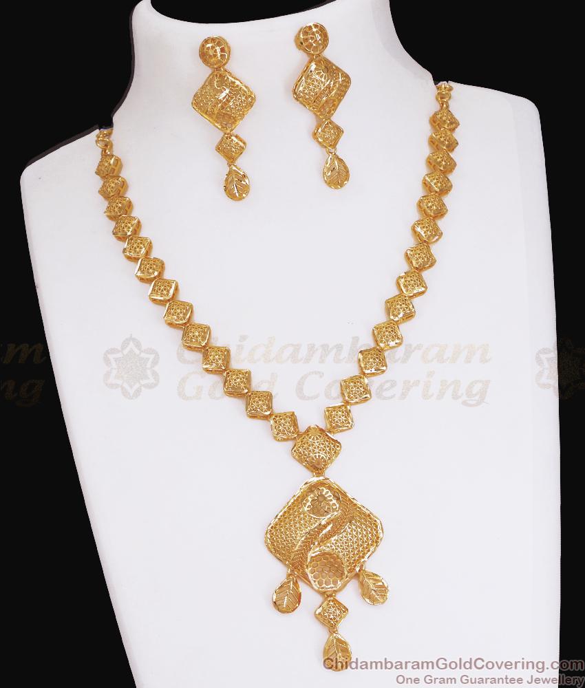 Royal Gold Plated Necklace Set Two Gram Gold Bridal Jewelry NCKN3525