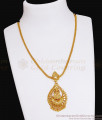 Simple Gold Design Lakshmi Pendant White Stone Necklace NCKN3532