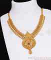 New Model Ruby Stone Gold Plated Necklace Mullaipoo Design For Wedding NCKN3537