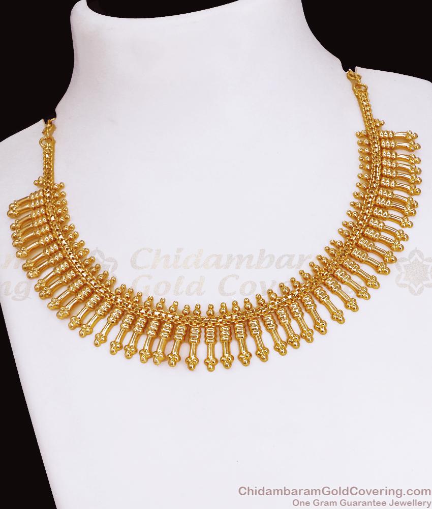 New Model Light Weight Gold Plated Necklace Mullai Arumbu Design NCKN3551