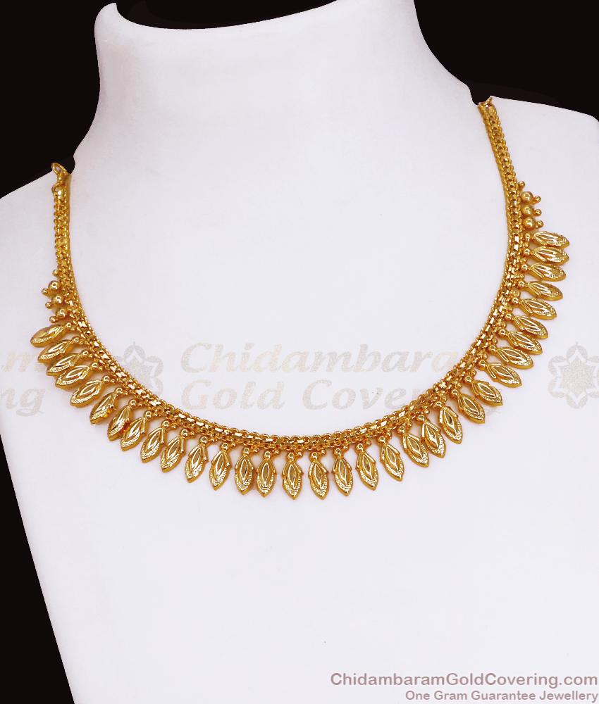 Pure Gold Tone Mullai Poo Necklace Light Weight Jewellery Design NCKN3553