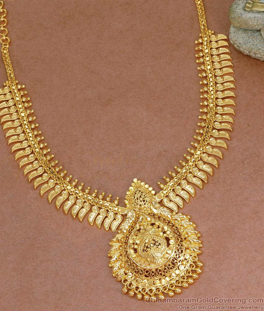 Women Bridal Gold Necklace Peacock Design 1 Gram Gold Jewellery NCKN3554