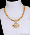 Pure Gold Tone Chain Type Impon Attigai White Gati Stone Design NCKN3572