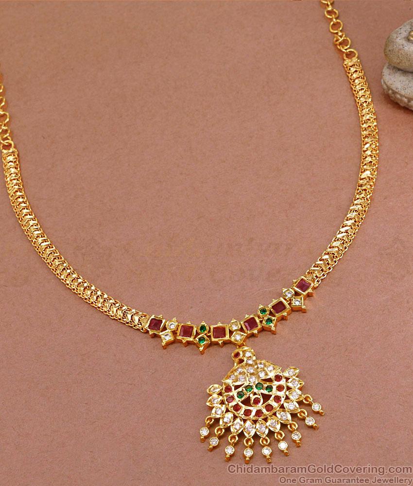 Stylish Multi Stone Necklace Impon Panchaloha Attigai For Women NCKN3581