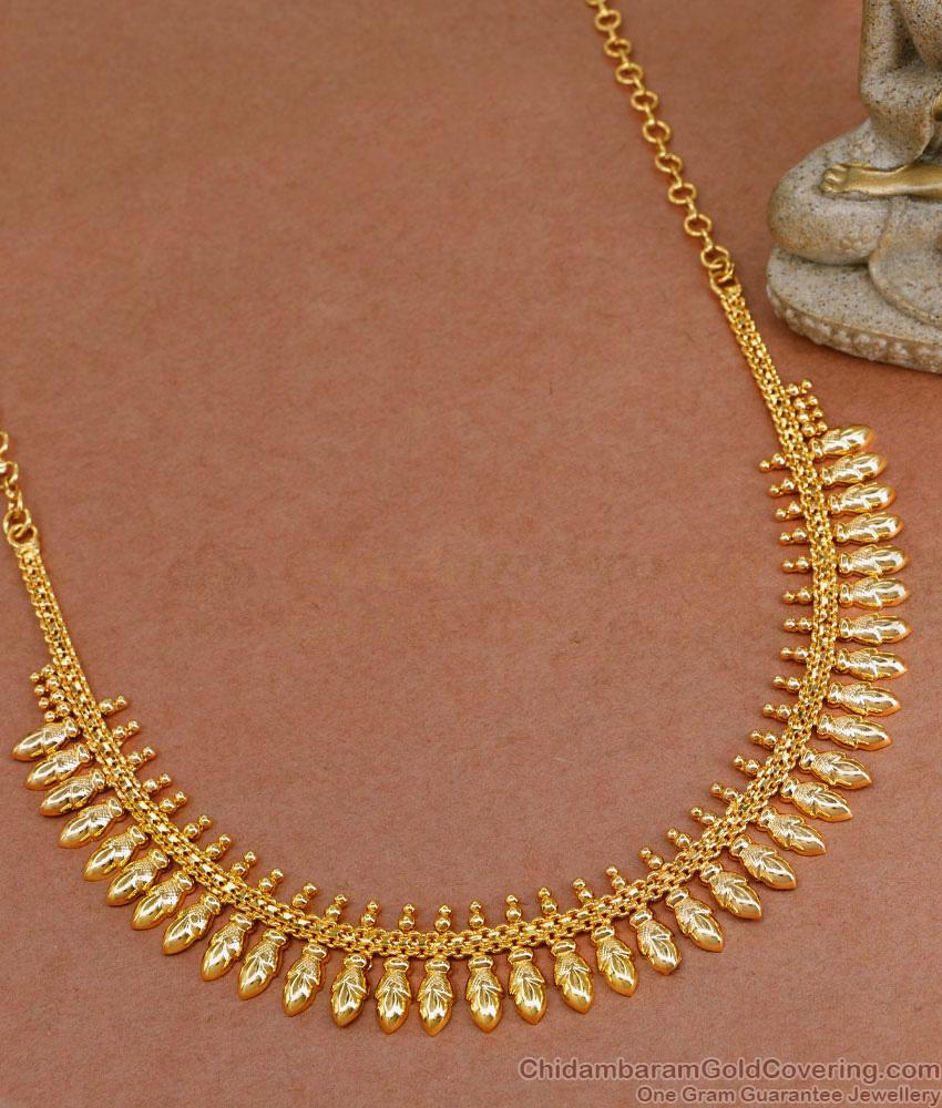 Pure Gold Tone Mullai Arumbu Necklace Designs For Women NCKN3584