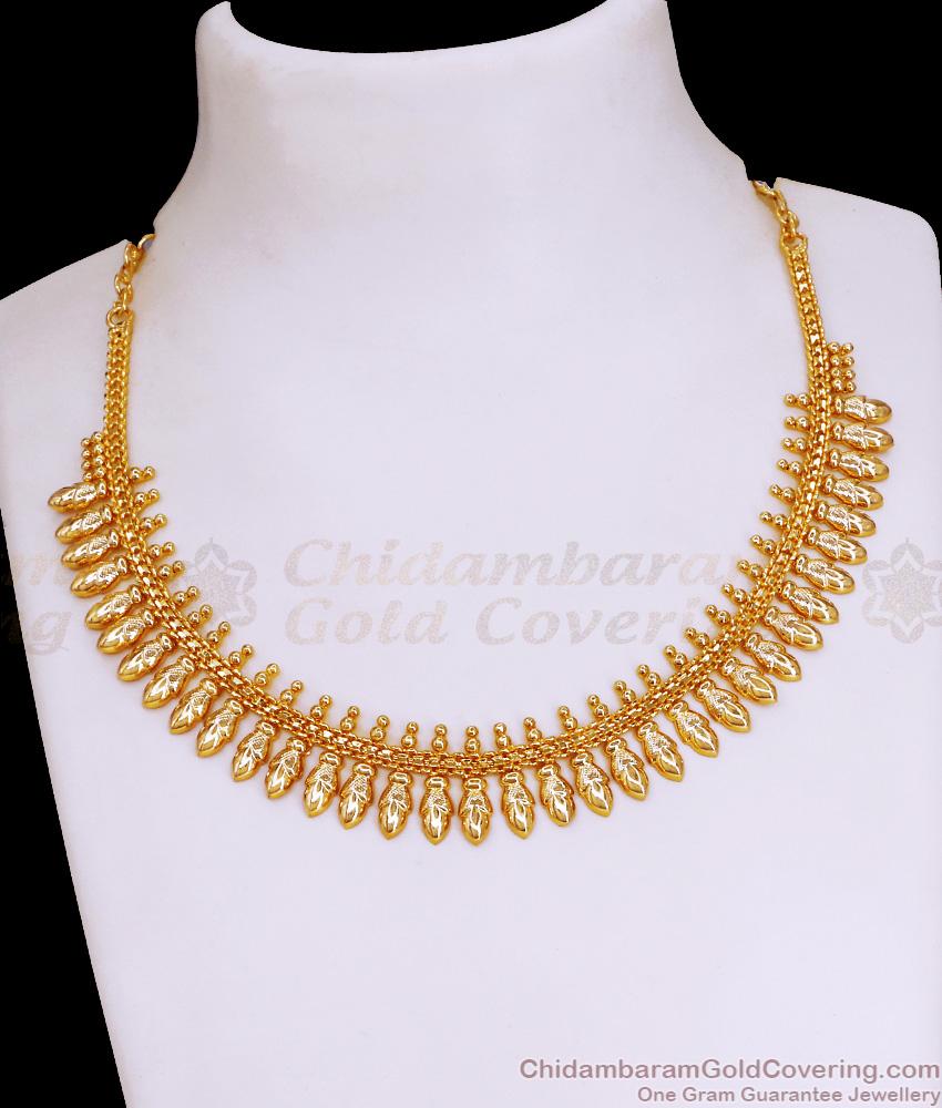 Pure Gold Tone Mullai Arumbu Necklace Designs For Women NCKN3584