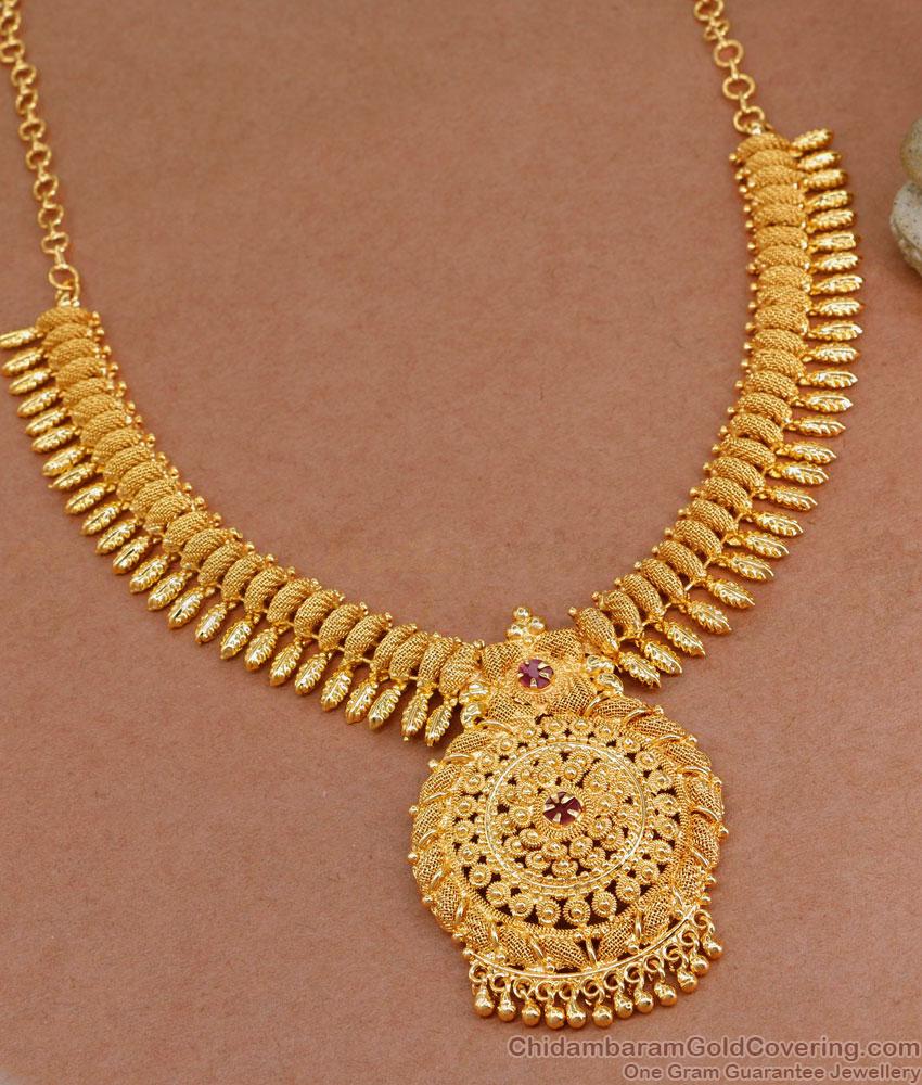 Premium Quality Gold Look Mullai Necklace Net Pattern NCKN3588