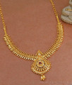 Light Weight One Gram Gold Plated Mango Necklace With Ruby Stone NCKN3591