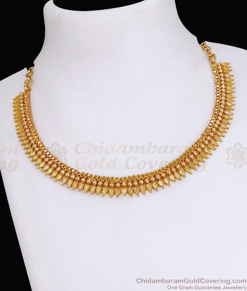 Simple Gold Design Necklace Beads Design For Functions NCKN3605