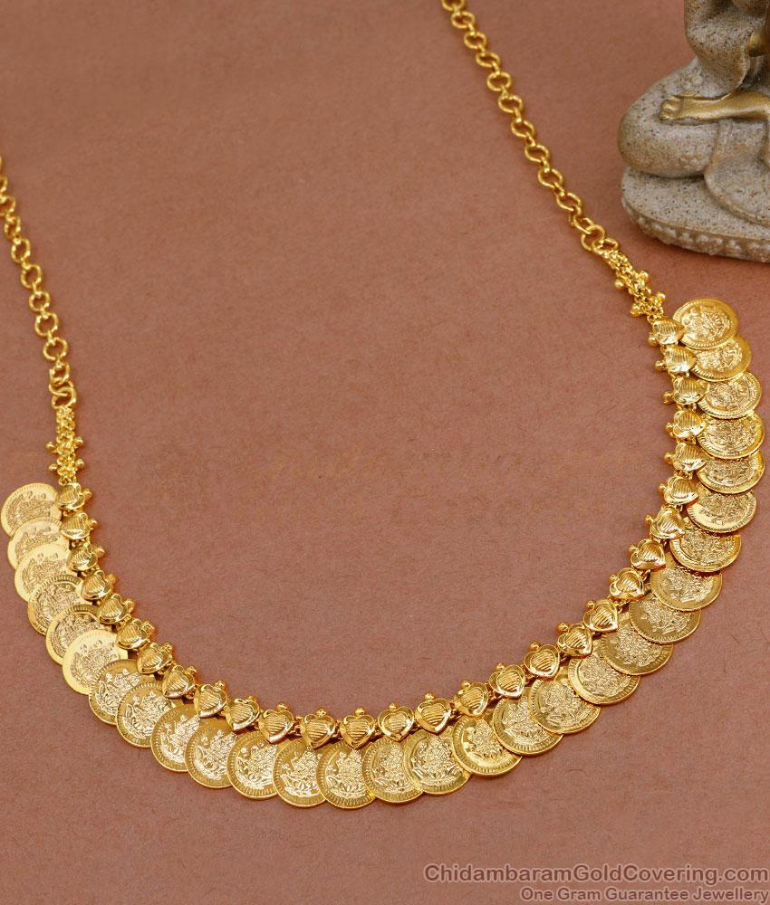 Heart Charms One Gram Gold Necklace Lakshmi Kasumalai Design NCKN3612