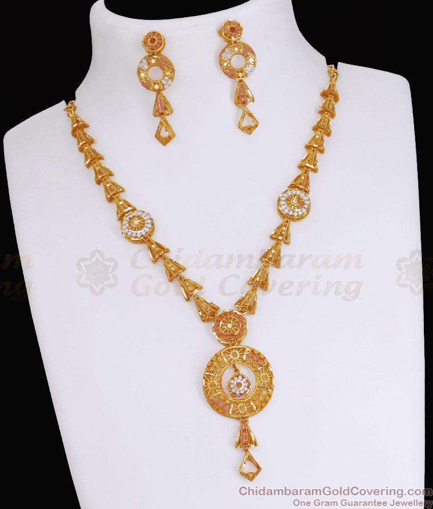 Stylish Arabic Gold Necklace Forming Jewellery Set NCKN3619