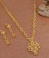 22Kt Yellow Gold Floral Necklace Meenakari Design With Earring NCKN3620