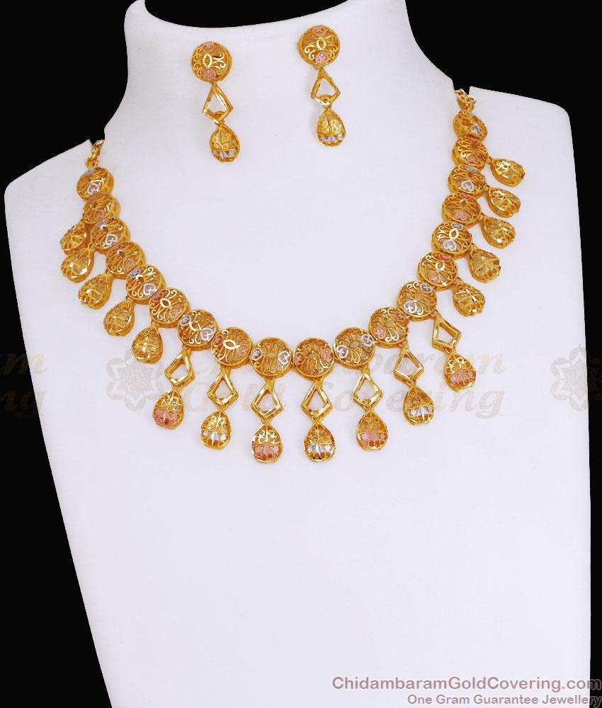 Buy 2 Gram Gold Bridal Choker Necklace Combo Set Online NCKN3622