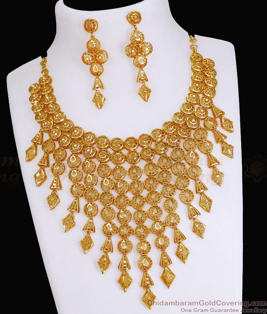 Luxurious Gold Plated Layered Choker Set Arabic Wedding Set NCKN3624