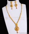 Bridal Ruby Stone Necklace Forming Gold Jewellery Set NCKN3629