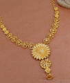 Latest Pure Gold Tone Floral Necklace Italic Bridal Design NCKN3638