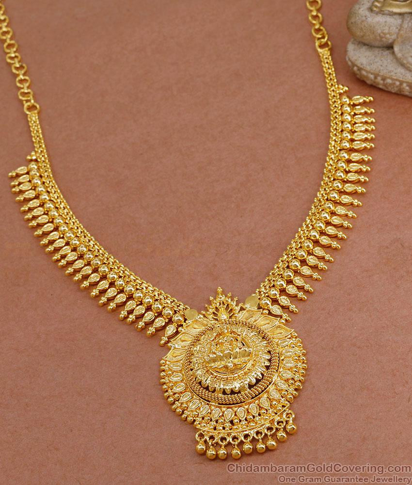 Traditional Lakshmi Design Gold Plated Necklace Without Stone NCKN3639