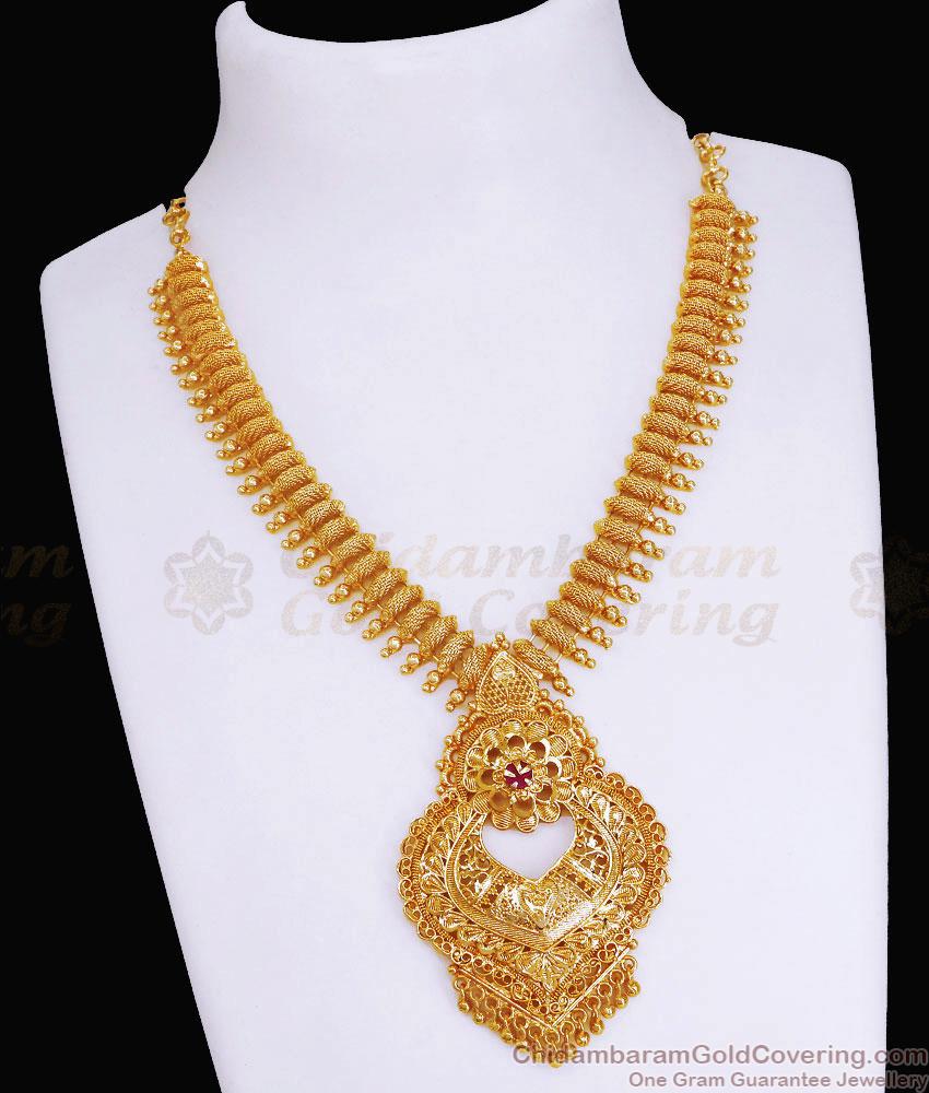 Heart Shaped Real Gold Look Net Pattern Necklace For Women NCKN3644