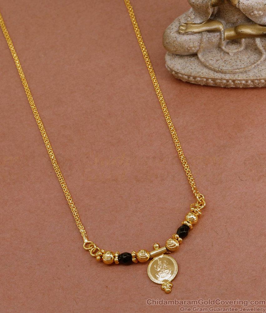 Traditional Lakshmi Kasu Black Beads Necklace 1 Gram Gold Jewelry NCKN3645