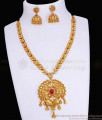 Ruby Stone Two Gram Gold Peacock Necklace Set With Jhumkas NCKN3651