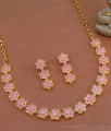 18Kt Gold Pink Stone Necklace Flower Design Shop Online NCKN3654