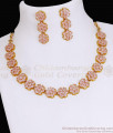 18Kt Gold Pink Stone Necklace Flower Design Shop Online NCKN3654