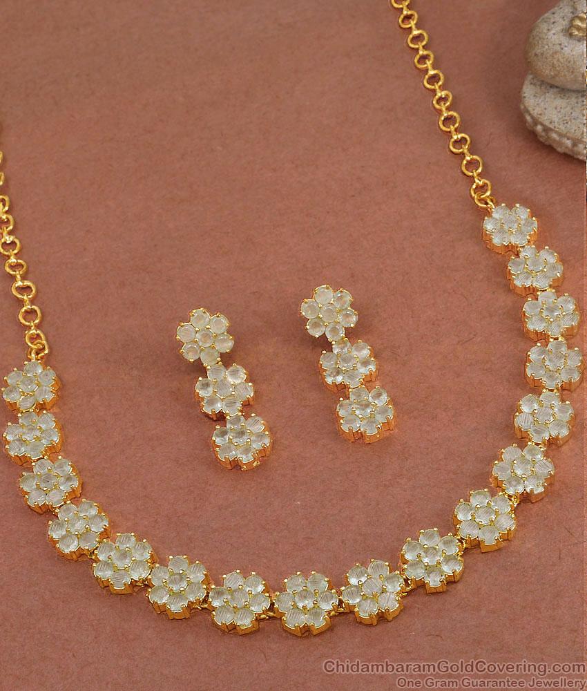 Buy Gold Plated Cz Stone Artificial Necklace Set Online NCKN3655