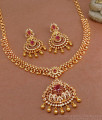 High Quality Ruby White Stone Necklace Set Peacock Design NCKN3660