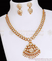 Full White Stone Gold  Close Neck Attigai Set 5 Metal Jewelry NCKN3662