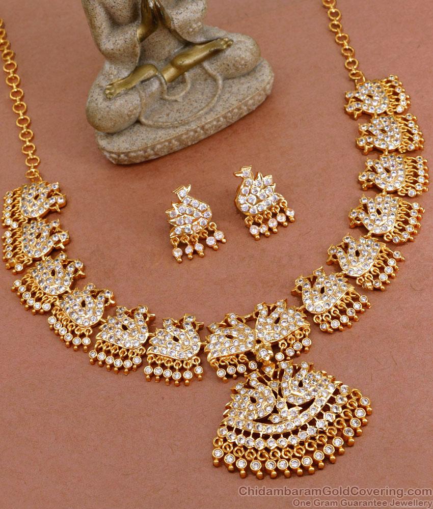 Grand Look Dual Swan Impon Bridal Necklace Set For Womens NCKN3663