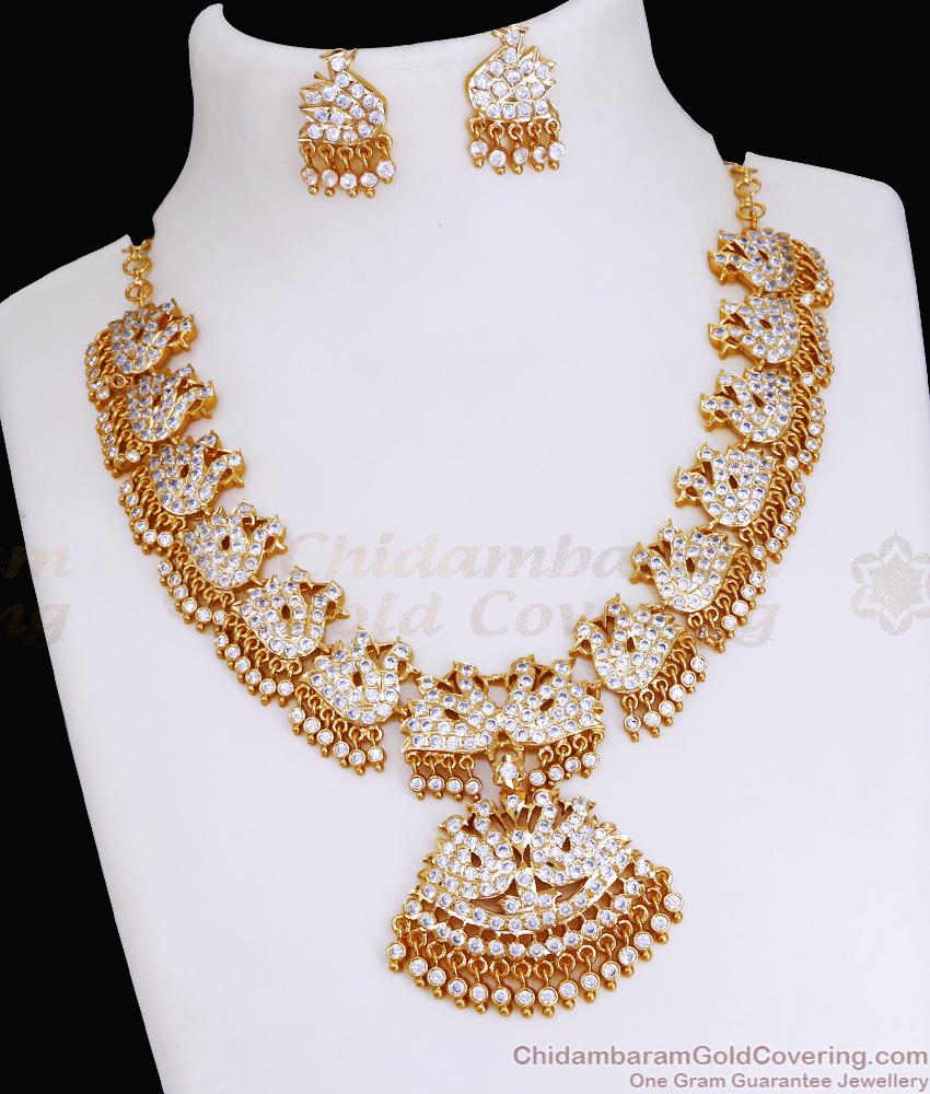 Grand Look Dual Swan Impon Bridal Necklace Set For Womens NCKN3663