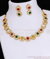 24Kt Gold Plated Navaratna Stone Necklace Floral Design Online NCKN3666