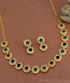 Sparkling Green Gemstone Floral Design Gold Plated Necklace NCKN3667 