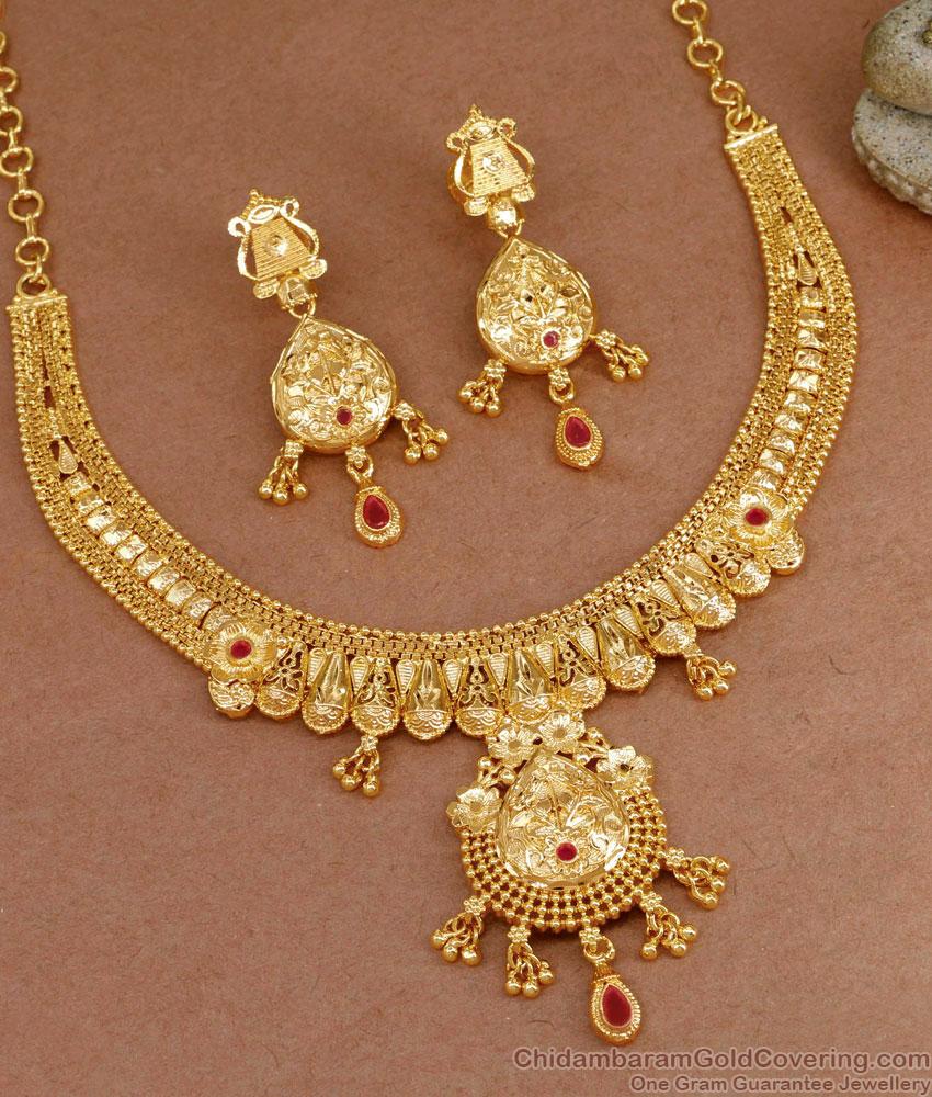 Latest Calcutta Gold Design Necklace 2 Gram Gold Jewelry NCKN3678