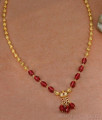 Trendy Big Ruby Stone 1 Gram Gold Necklace Beads Chain Design NCKN3685