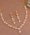 Glittering White Stone Victorian Necklace Set For Brides NCKN3690