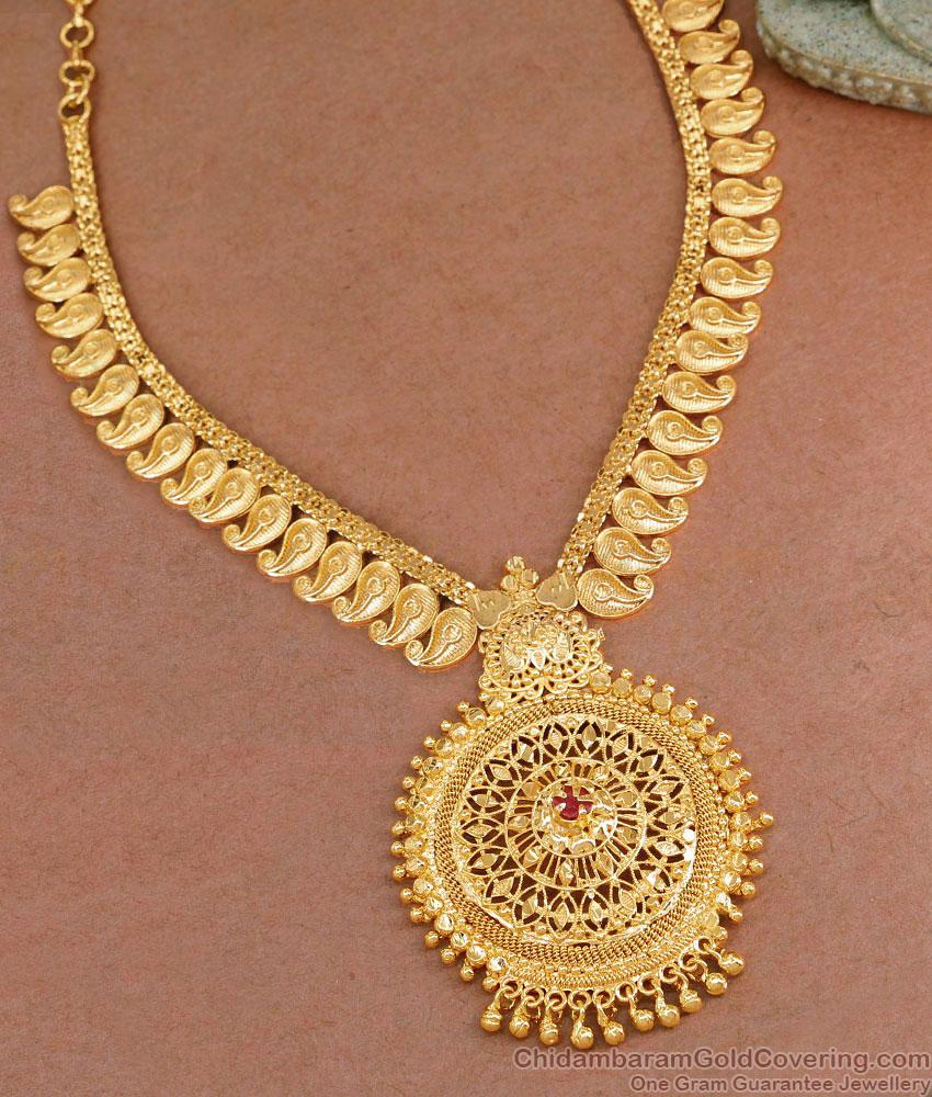 Classic 1 Gram Gold Plated Mango Necklace For Wedding NCKN3694