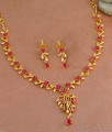 High Quality Micro Gold Plated Ruby Stone Necklace Set Shop Online NCKN3700