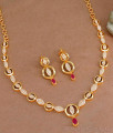 Buy Designer Ruby Stone Diamond Necklace Set For Party Wear NCKN3702