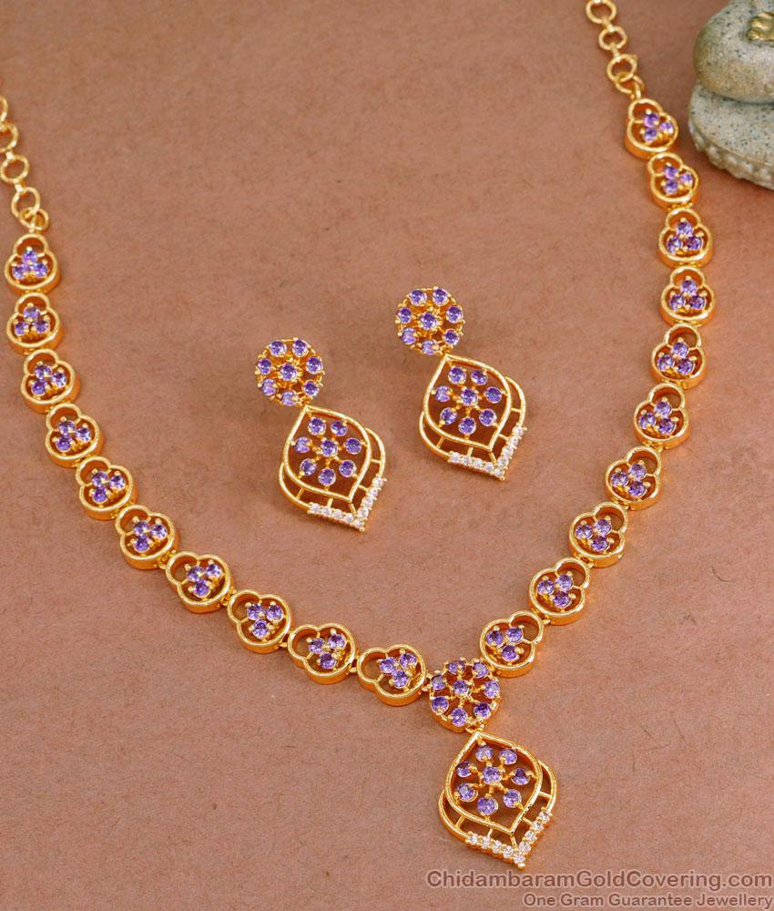 Unique New Model Amethyst Stone Necklace Set For Wedding NCKN3708