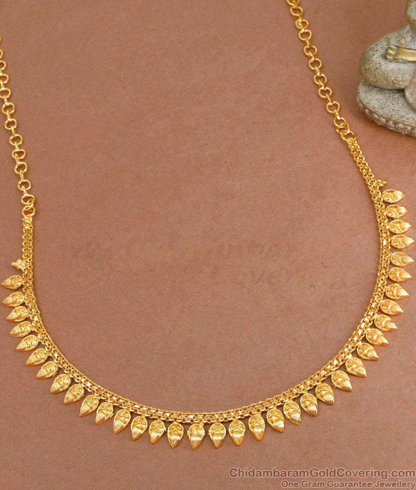 Traditional Gold Imitation Necklace Plain Leaf Design For Marriage NCKN3711