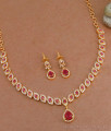 Stylish Ruby White Stone Diamond Necklace Gold Finish NCKN3724