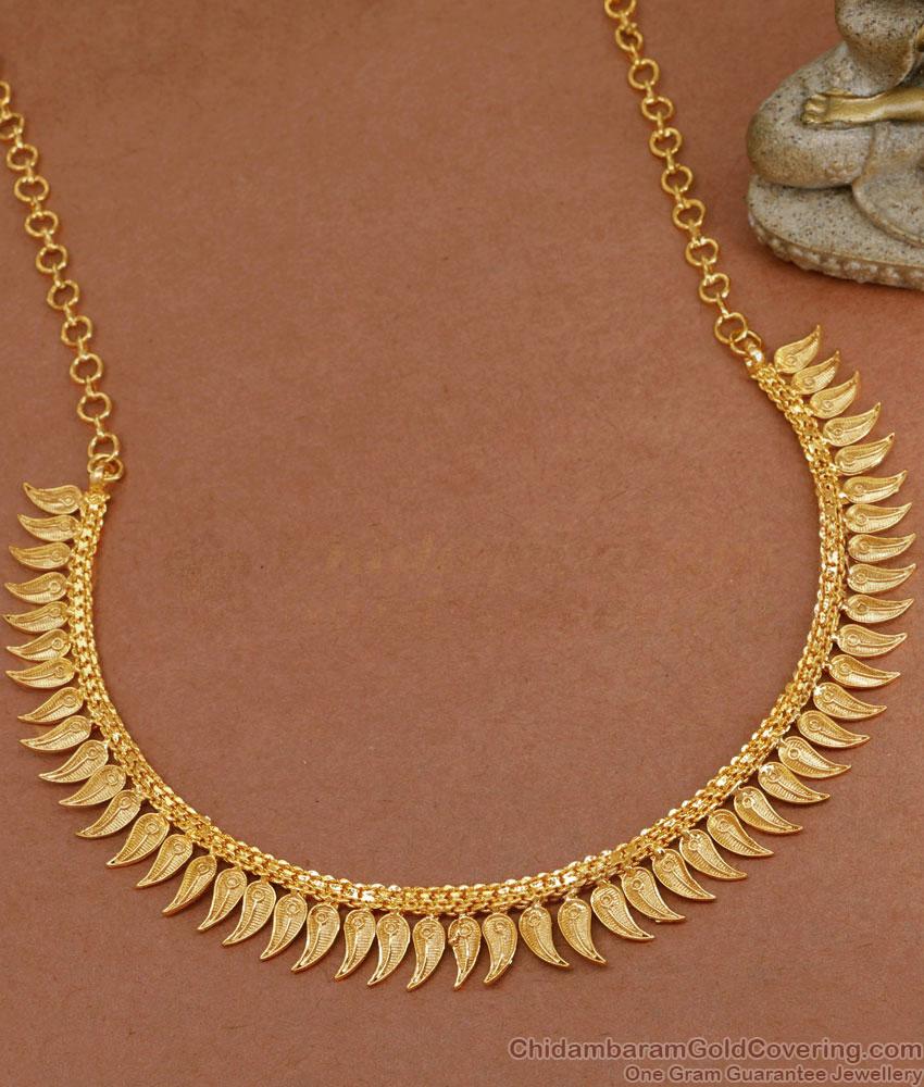 Plain One Gram Gold Plated Necklace Leaf Design NCKN3729