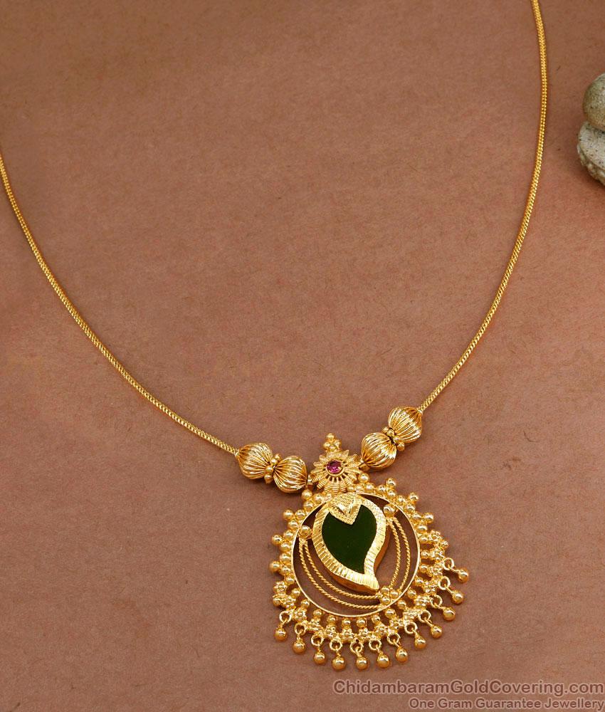 Kerala Bridal Gold Imitation Mango Necklace With Palakka Stone NCKN3734