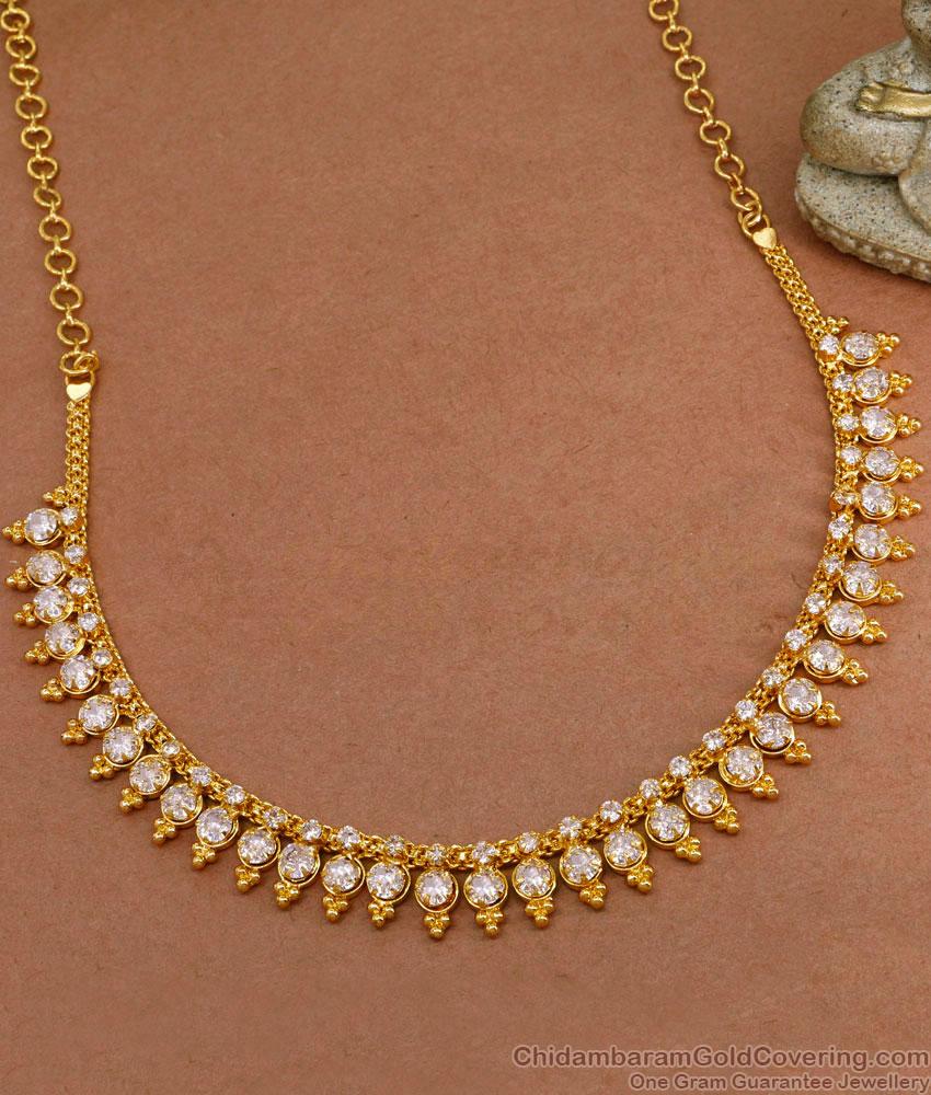 Full White Stone Gold Imitation Necklace Close Neck Design NCKN3741