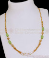 Multi Layered Pearl Chain Gold Necklace With Green Opal Stone NCKN3742