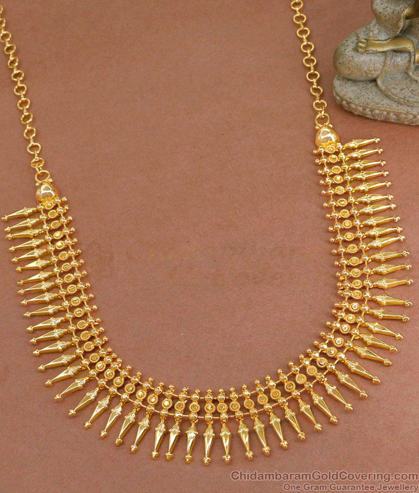 Pure Gold Tone Big Mullaipoo Necklace Light Weight Collection NCKN3743